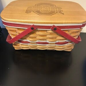 Longaberger Ohio State Basket with Red and Tan Accents